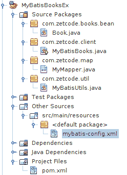 MyBatisMySQLBooks project structure