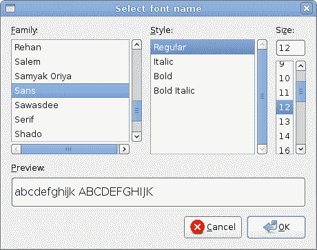 FontSelectionDialog